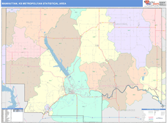 Manhattan Metro Area Digital Map Color Cast Style