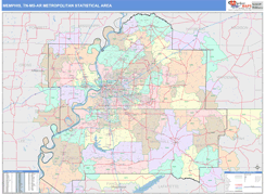 Memphis Metro Area Digital Map Color Cast Style
