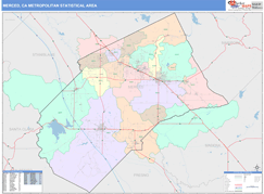 Merced Metro Area Digital Map Color Cast Style