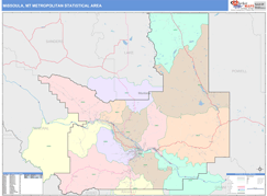 Missoula Metro Area Digital Map Color Cast Style