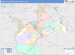 Modesto Metro Area Digital Map Color Cast Style
