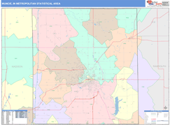 Muncie Metro Area Digital Map Color Cast Style