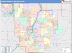 Peoria Metro Area Digital Map Color Cast Style
