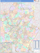 Pittsburgh Metro Area Digital Map Color Cast Style