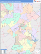 Roanoke Metro Area Digital Map Color Cast Style