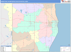 Sheboygan Metro Area Digital Map Color Cast Style