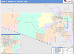 Tucson Metro Area Digital Map Color Cast Style