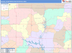 Wausau Metro Area Digital Map Color Cast Style