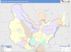 Wenatchee Metro Area Digital Map Color Cast Style