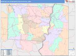 Wheeling Metro Area Digital Map Color Cast Style