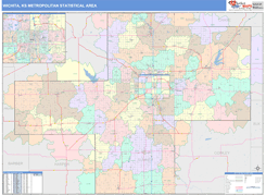 Wichita Metro Area Digital Map Color Cast Style