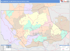 Williamsport Metro Area Digital Map Color Cast Style