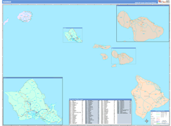 Hawaii Digital Map Color Cast Style