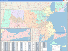 Massachusetts Digital Map Color Cast Style