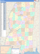 Mississippi Digital Map Color Cast Style