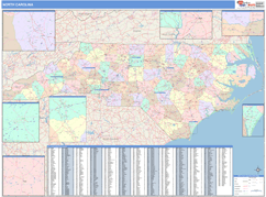 North Carolina Digital Map Color Cast Style
