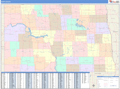 North Dakota Digital Map Color Cast Style