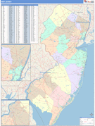 New Jersey Digital Map Color Cast Style