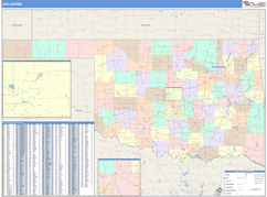 Oklahoma Digital Map Color Cast Style