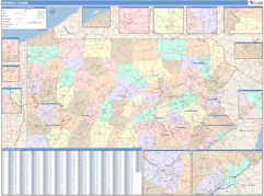 Pennsylvania Digital Map Color Cast Style