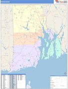 Rhode Island Digital Map Color Cast Style