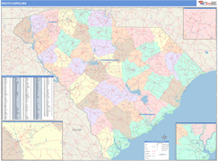 South Carolina Digital Map Color Cast Style