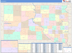 South Dakota Digital Map Color Cast Style