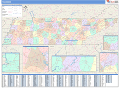 Tennessee Digital Map Color Cast Style