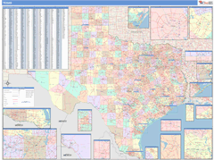 Texas Digital Map Color Cast Style