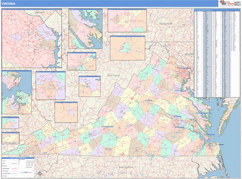 Virginia Digital Map Color Cast Style