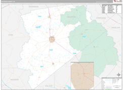 Houston County, TX Digital Map Premium Style