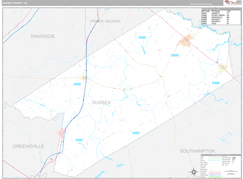 Sussex County, VA Digital Map Premium Style