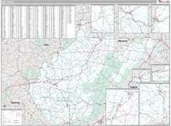 West Virginia Digital Map Premium Style