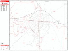 Abilene Digital Map Red Line Style