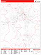 Asheville Digital Map Red Line Style