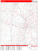 Atlanta Digital Map Red Line Style