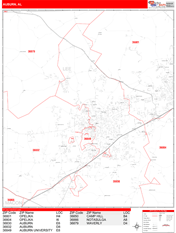 Auburn Digital Map Red Line Style