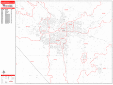 Bakersfield Digital Map Red Line Style