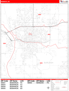 Bismarck Digital Map Red Line Style