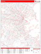 Boston Digital Map Red Line Style