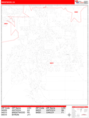 Brentwood Digital Map Red Line Style