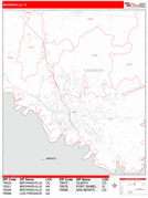 Brownsville Digital Map Red Line Style