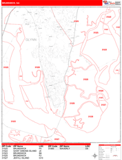 Brunswick Digital Map Red Line Style