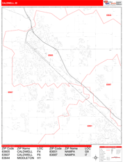 Caldwell Digital Map Red Line Style
