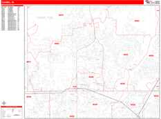 Carmel Digital Map Red Line Style