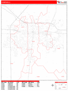 Champaign Digital Map Red Line Style