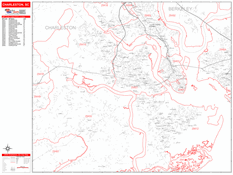 Charleston Digital Map Red Line Style