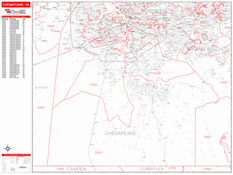 Chesapeake Digital Map Red Line Style