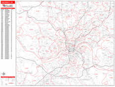 Cincinnati Digital Map Red Line Style