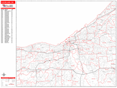Cleveland Digital Map Red Line Style